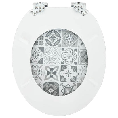 Toiletbril Blauw en Wit Porselein 44 x 38 cm MDF-plaat