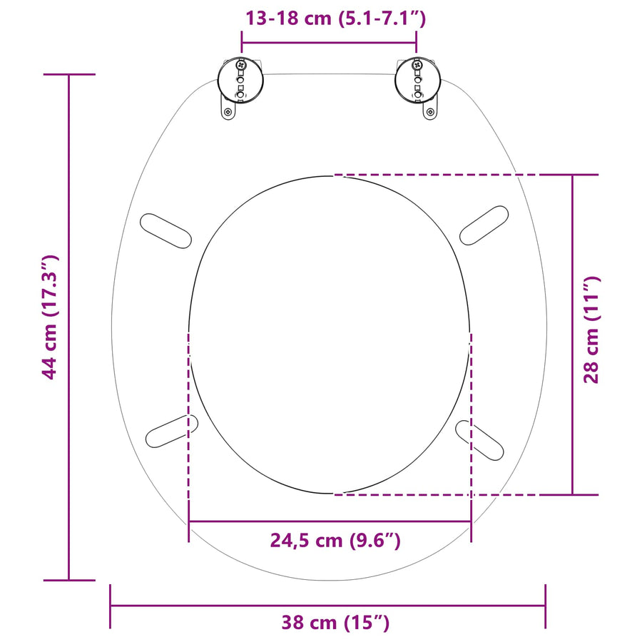Toiletbril Grijs 44 x 38 cm MDF-plaat