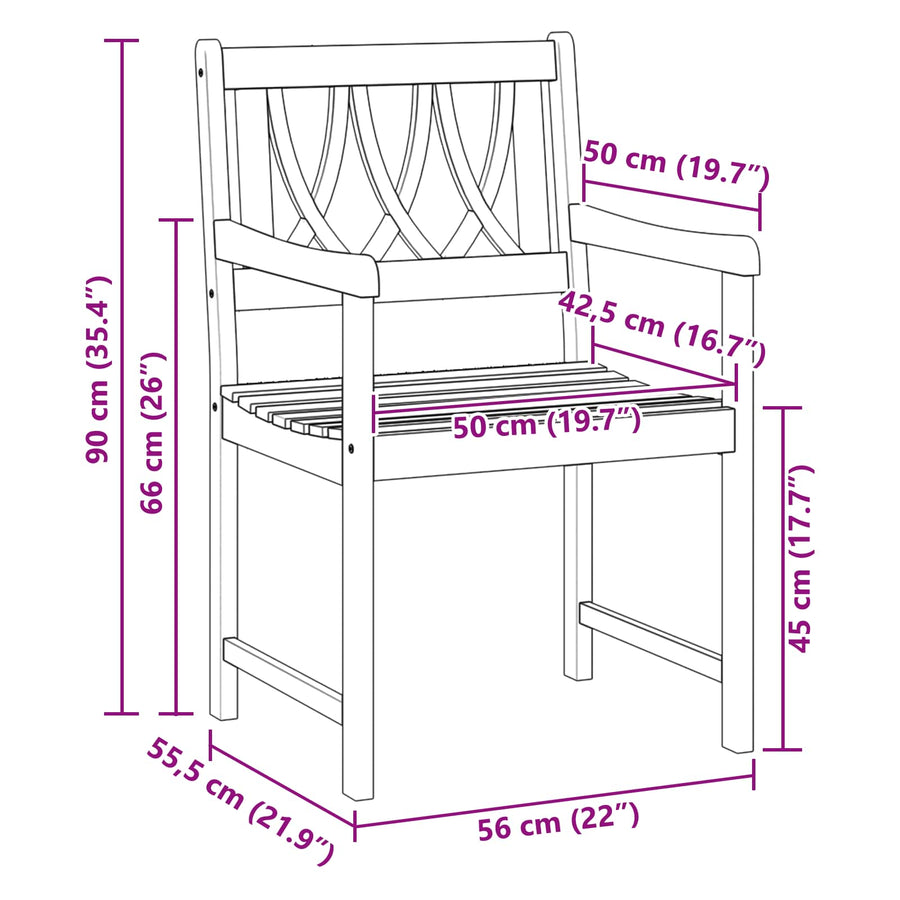 Tuinbank 2 pcs Naturel 56 x 55,5 x 90 cm Massief Acaciahout