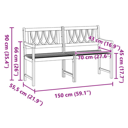 Tuinbank Naturel 150 x 55,5 x 90 cm Massief Acaciahout