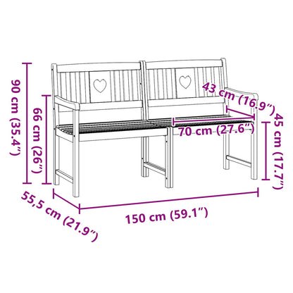 Tuinbank Naturel 150 x 55,5 x 90 cm Massief Acaciahout