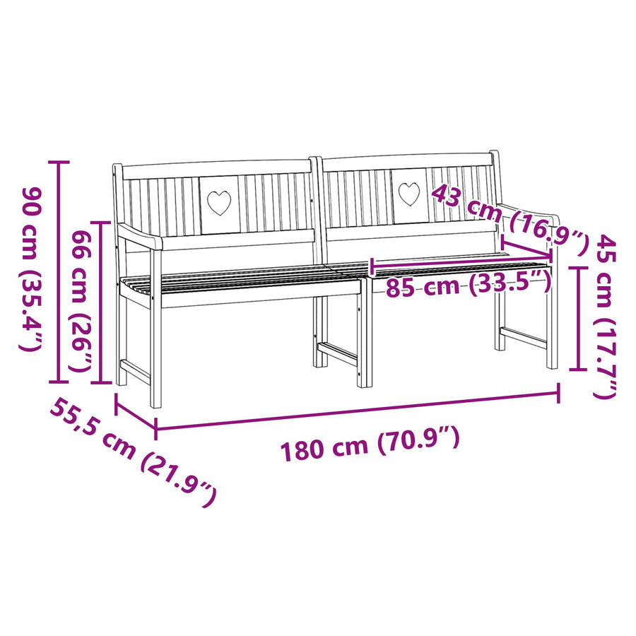 Tuinbank Naturel 180 x 55,5 x 90 cm Massief Acaciahout