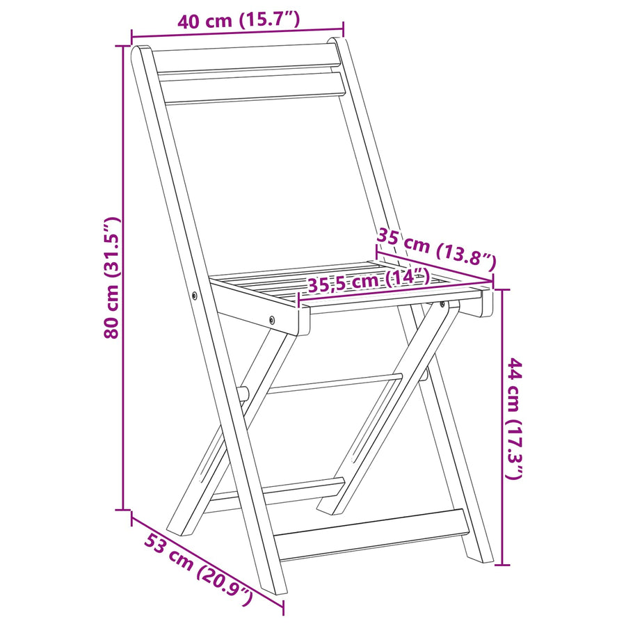 Opvouwbare Tuinstoelen 4 pcs Naturel 40 x 53 x 80 cm