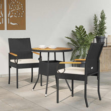 Tuinstoelen 2 pcs Zwart en Cream Wit Poly rattan en acacia