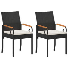 Tuinstoelen 2 pcs Zwart en Cream Wit Poly rattan en acacia