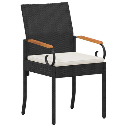 Tuinstoelen 2 pcs Zwart en Cream Wit Poly rattan en acacia