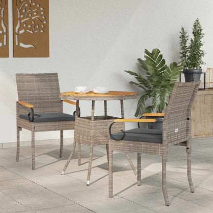 Tuinstoelen 2 pcs Grijs en Donkergrijs Poly rattan en acacia