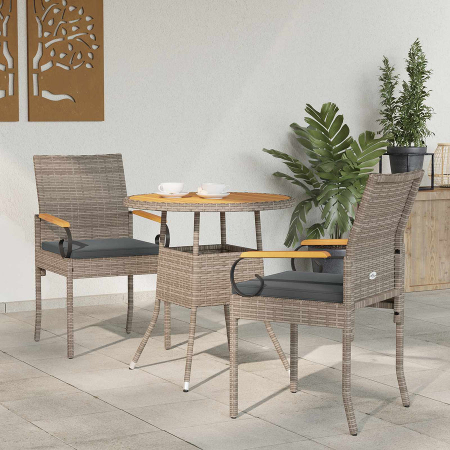Tuinstoelen 2 pcs Grijs en Donkergrijs Poly rattan en acacia