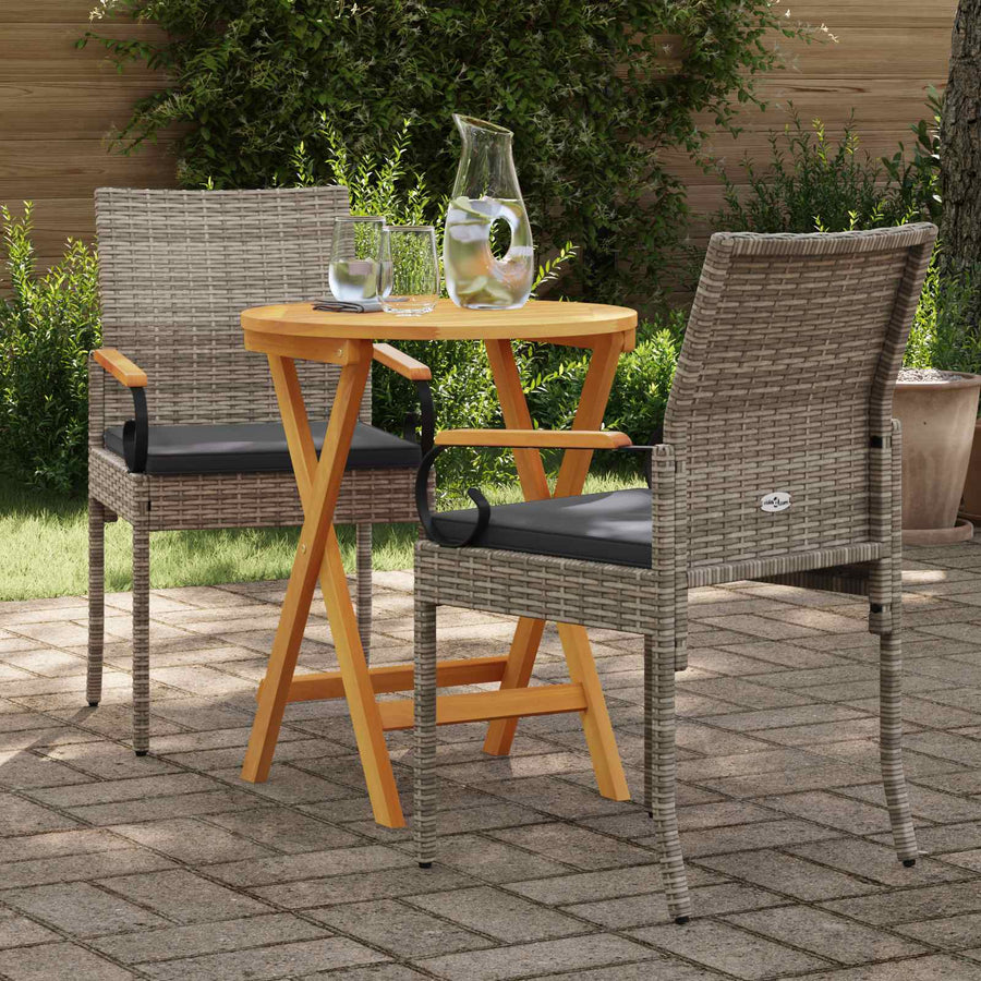 Tuinstoelen 2 pcs Grijs en Donkergrijs Poly rattan en acacia