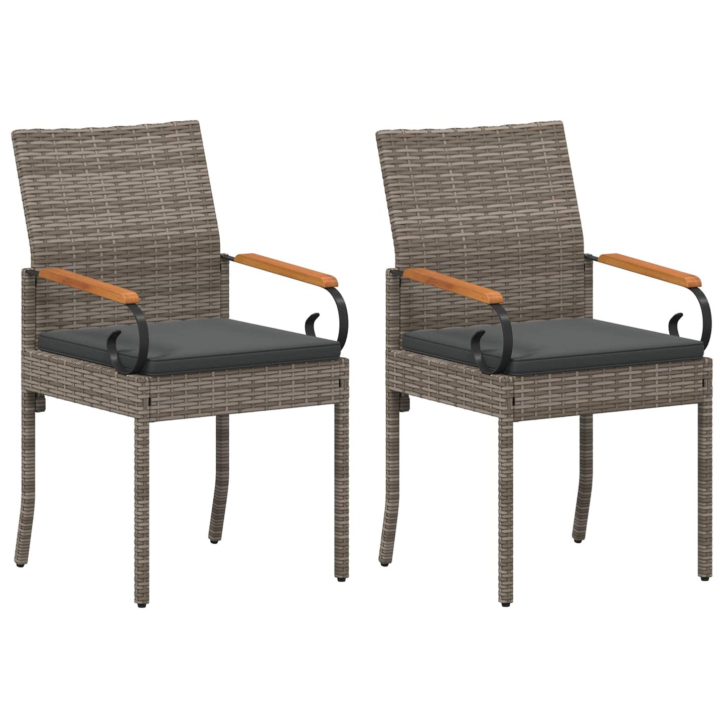 Tuinstoelen 2 pcs Grijs en Donkergrijs Poly rattan en acacia