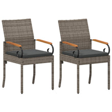 Tuinstoelen 2 pcs Grijs en Donkergrijs Poly rattan en acacia