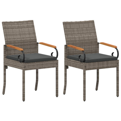 Tuinstoelen 2 pcs Grijs en Donkergrijs Poly rattan en acacia
