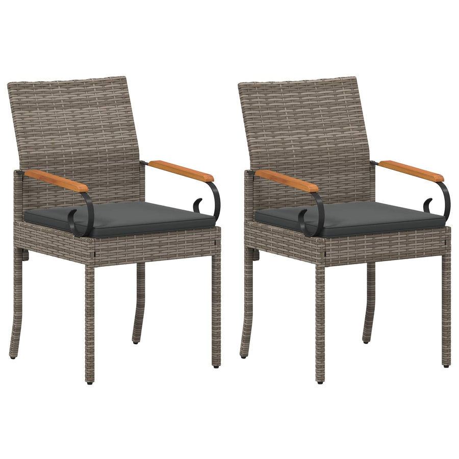 Tuinstoelen 2 pcs Grijs en Donkergrijs Poly rattan en acacia
