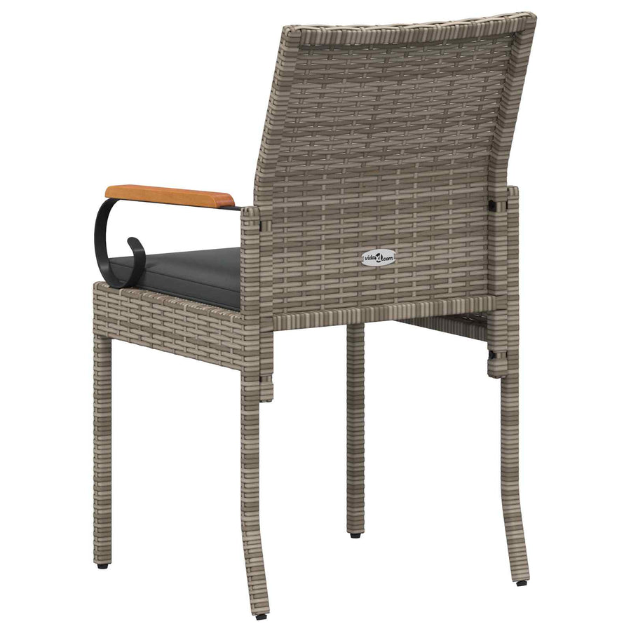 Tuinstoelen 2 pcs Grijs en Donkergrijs Poly rattan en acacia