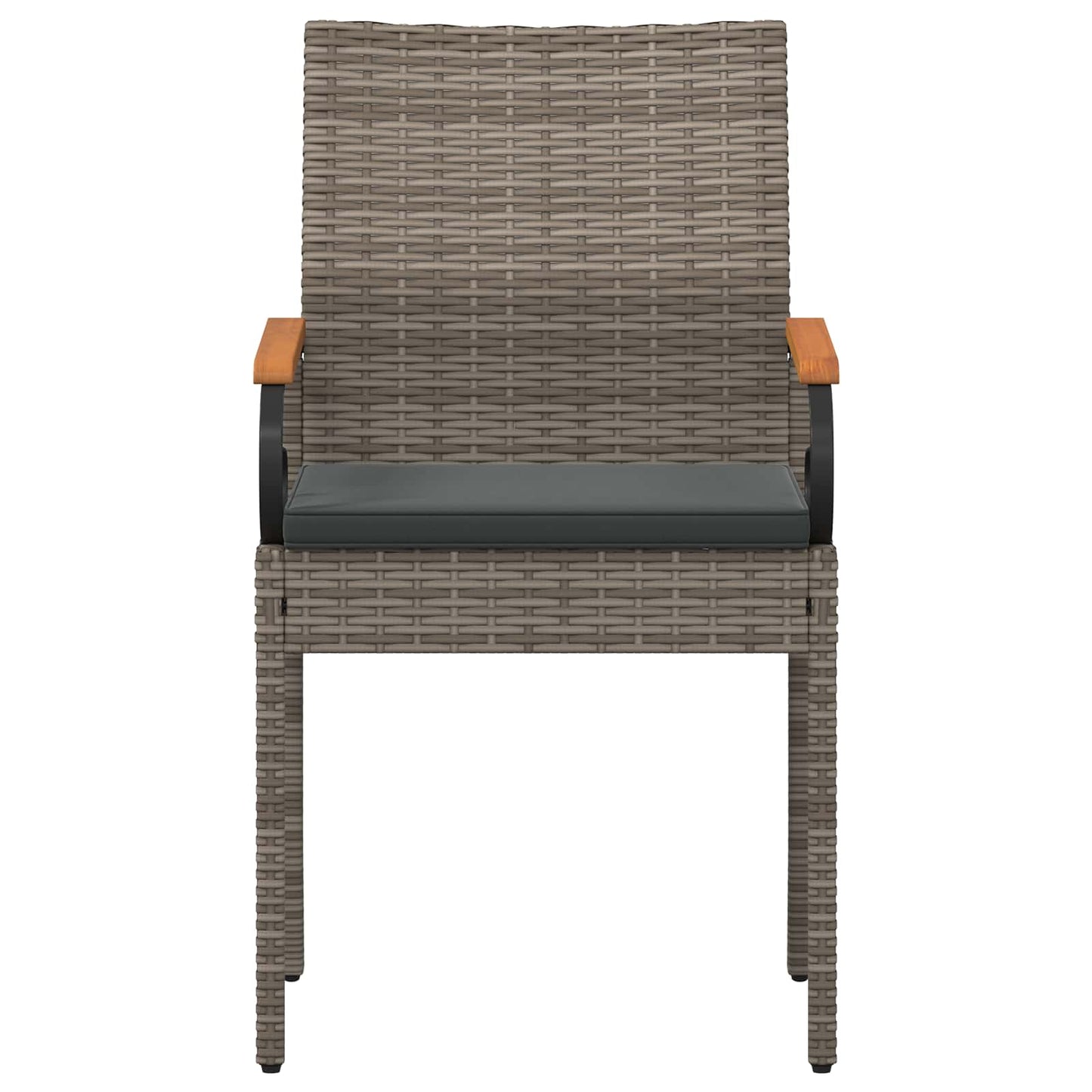 Tuinstoelen 2 pcs Grijs en Donkergrijs Poly rattan en acacia