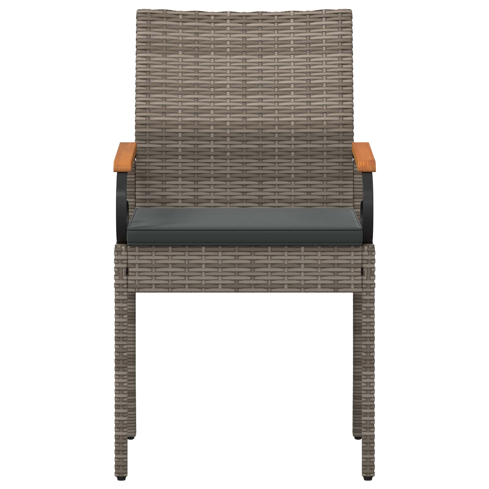 Tuinstoelen 2 pcs Grijs en Donkergrijs Poly rattan en acacia