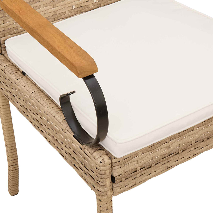 Tuinstoelen 2 pcs Beige en Crème Wit Poly rattan en acacia