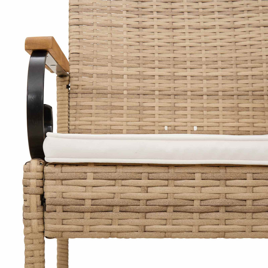 Tuinstoelen 2 pcs Beige en Crème Wit Poly rattan en acacia