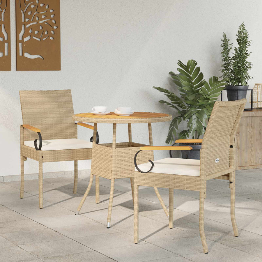 Tuinstoelen 2 pcs Beige en Crème Wit Poly rattan en acacia