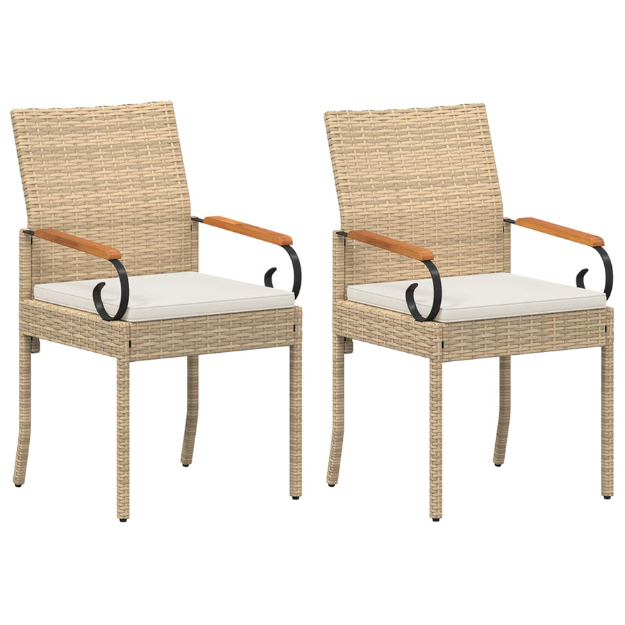 Tuinstoelen 2 pcs Beige en Crème Wit Poly rattan en acacia