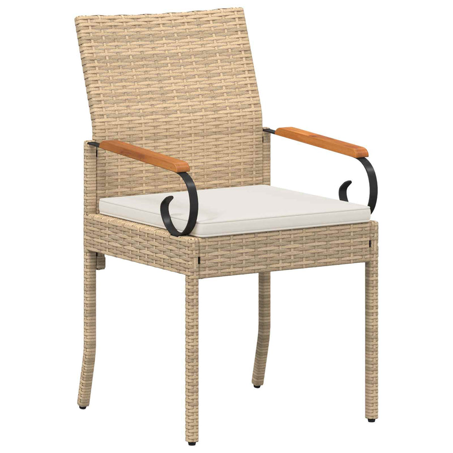 Tuinstoelen 2 pcs Beige en Crème Wit Poly rattan en acacia