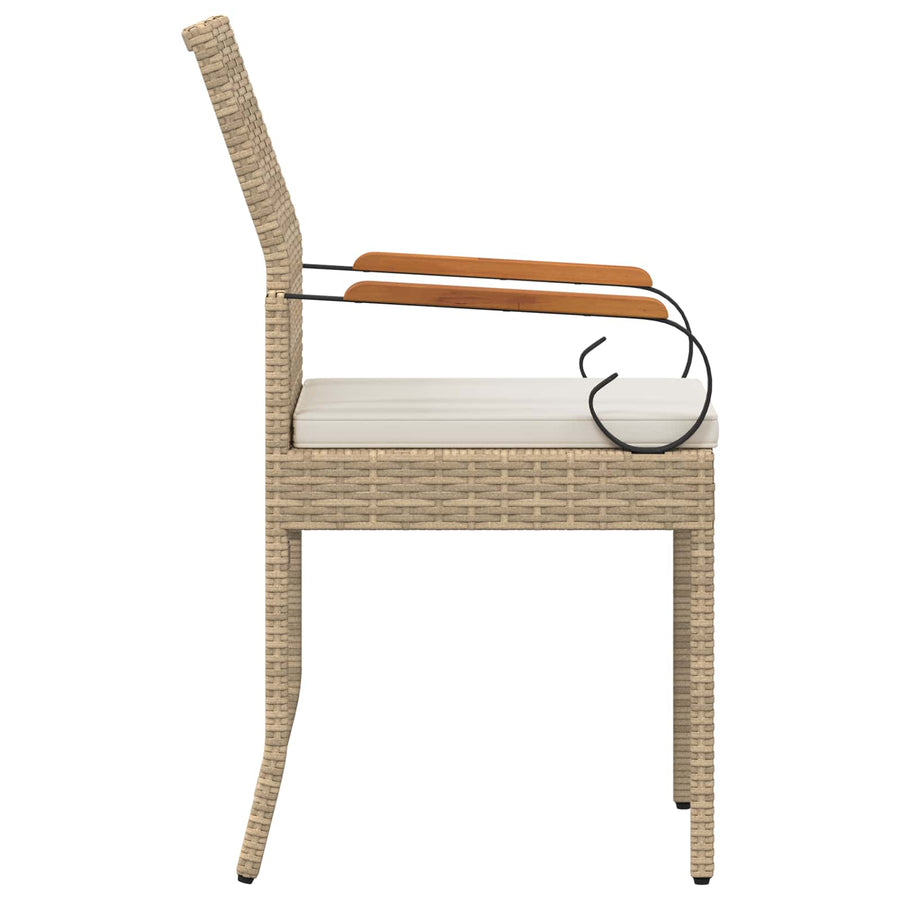 Tuinstoelen 2 pcs Beige en Crème Wit Poly rattan en acacia