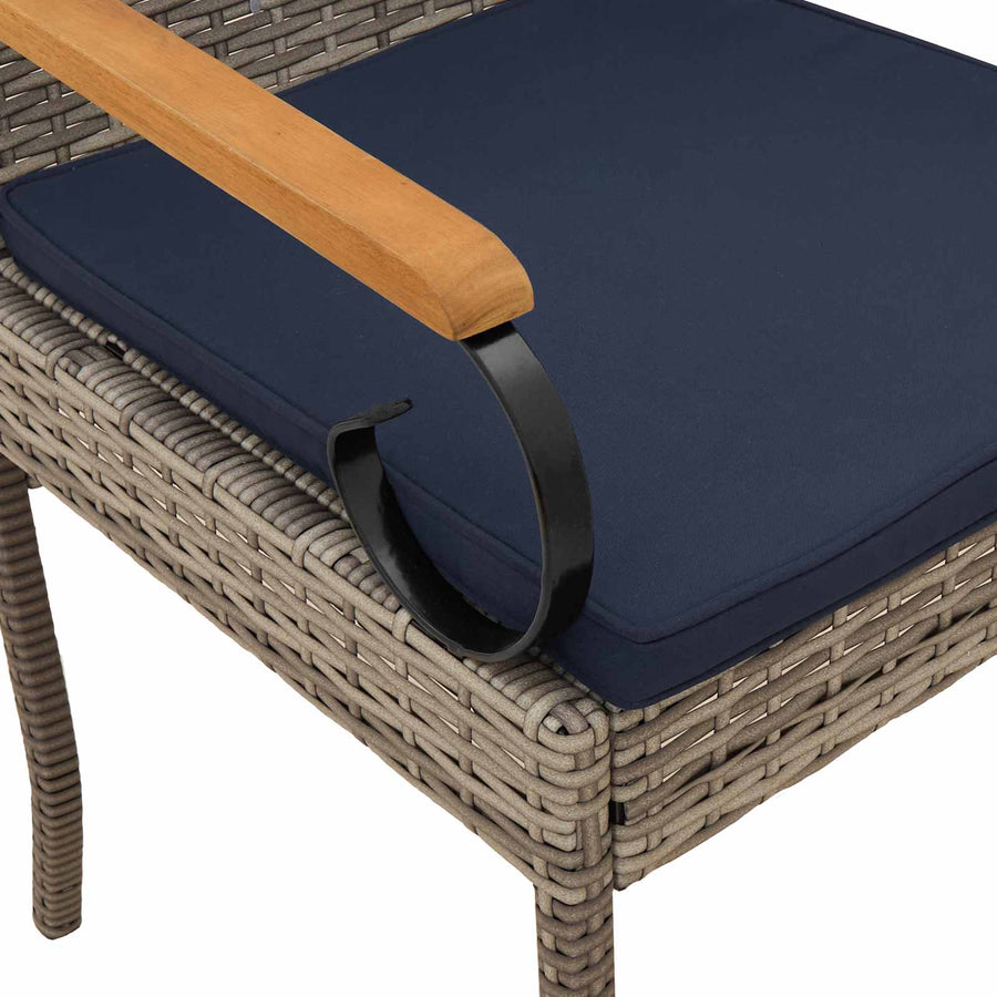 Tuinstoelen 2 pcs Grijs en Marineblauw Poly rattan en acacia