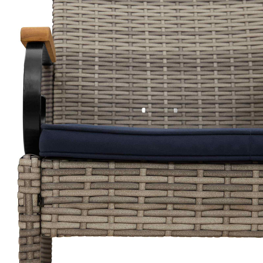 Tuinstoelen 2 pcs Grijs en Marineblauw Poly rattan en acacia