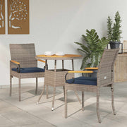 Tuinstoelen 2 stuks poly rattan acacia grijs marineblauw