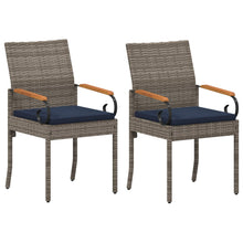 Tuinstoelen 2 pcs Grijs en Marineblauw Poly rattan en acacia
