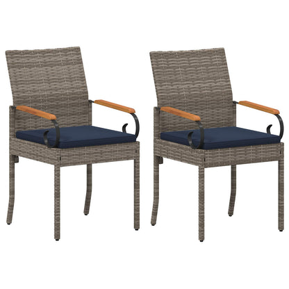 Tuinstoelen 2 pcs Grijs en Marineblauw Poly rattan en acacia