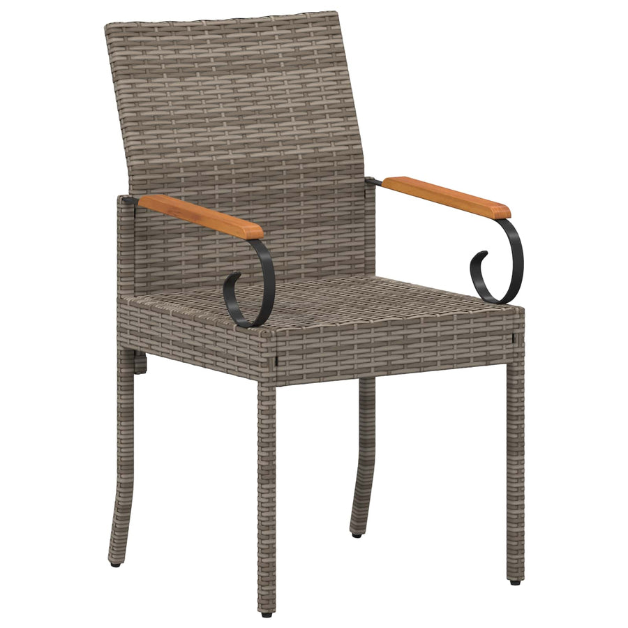Tuinstoelen 2 pcs Grijs en Marineblauw Poly rattan en acacia