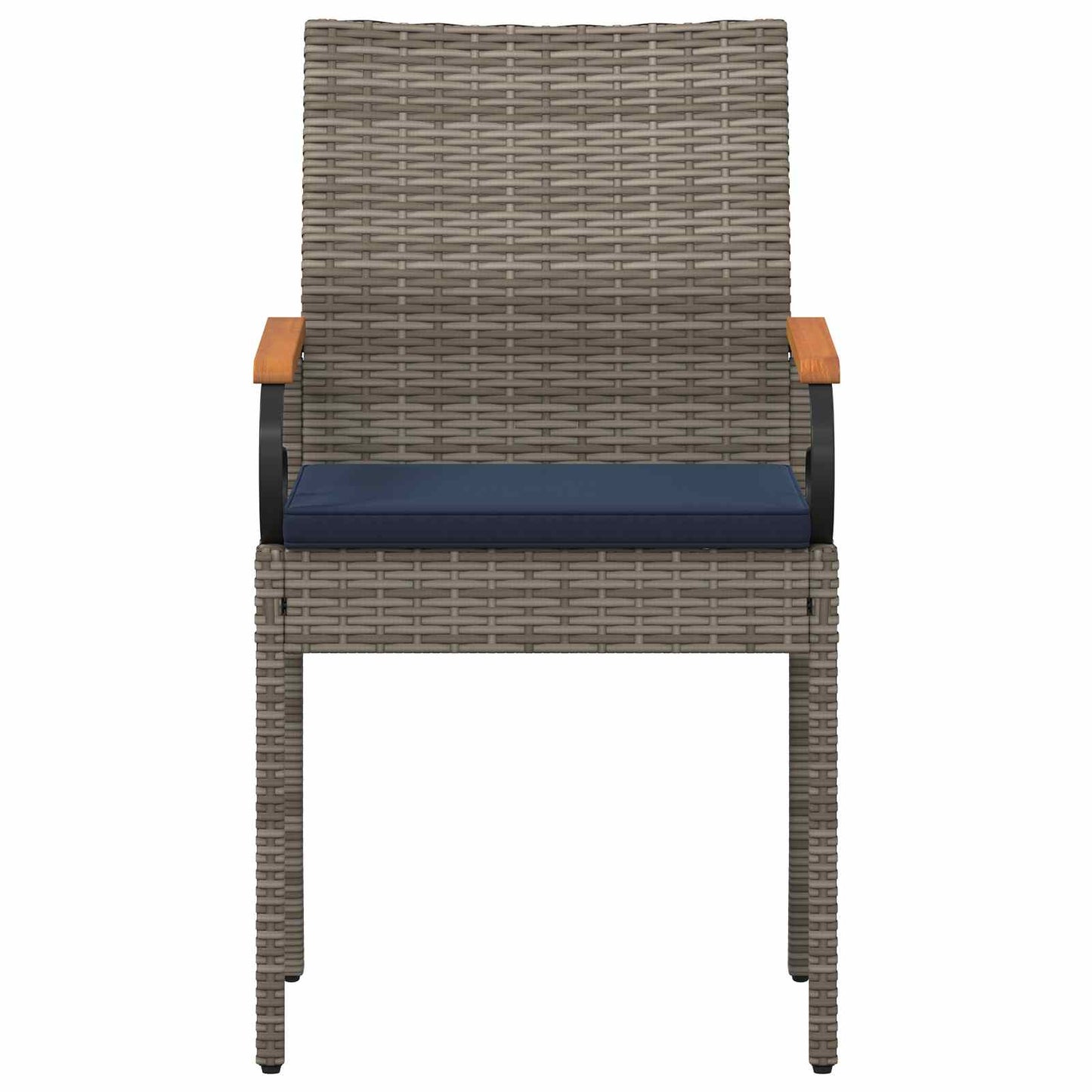 Tuinstoelen 2 pcs Grijs en Marineblauw Poly rattan en acacia