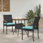 Tuinstoelen 2 stuks poly rattan acacia zwart turquoise