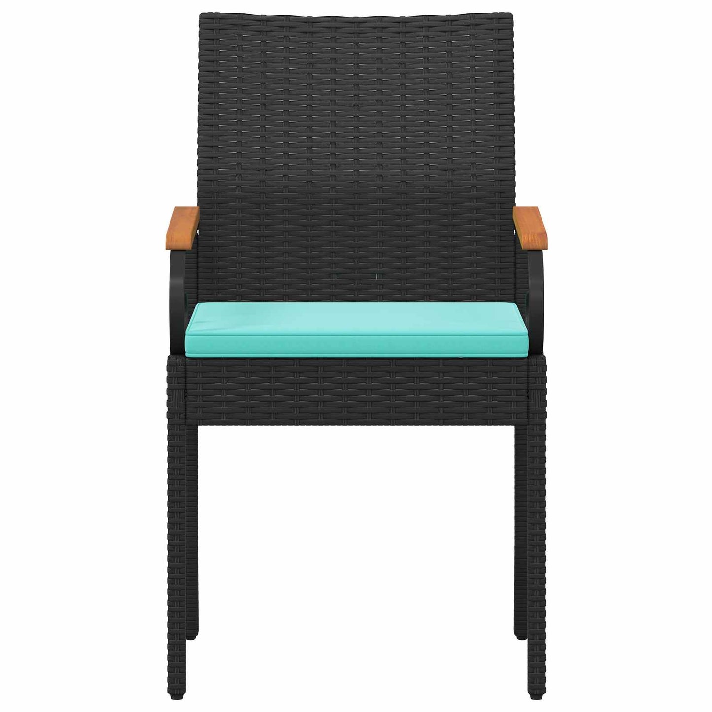 Tuinstoelen 2 pcs Zwart en Turquoise Poly rattan en acacia