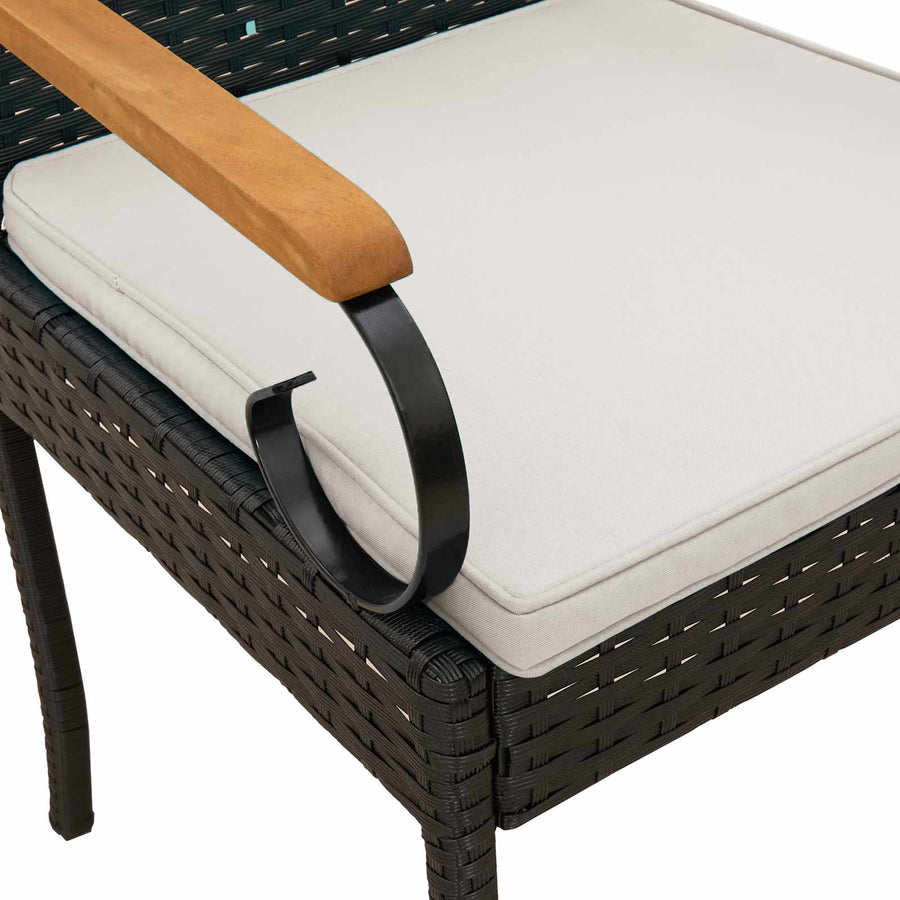 Tuinstoelen 4 pcs Zwart en Cream Wit Poly rattan en acacia