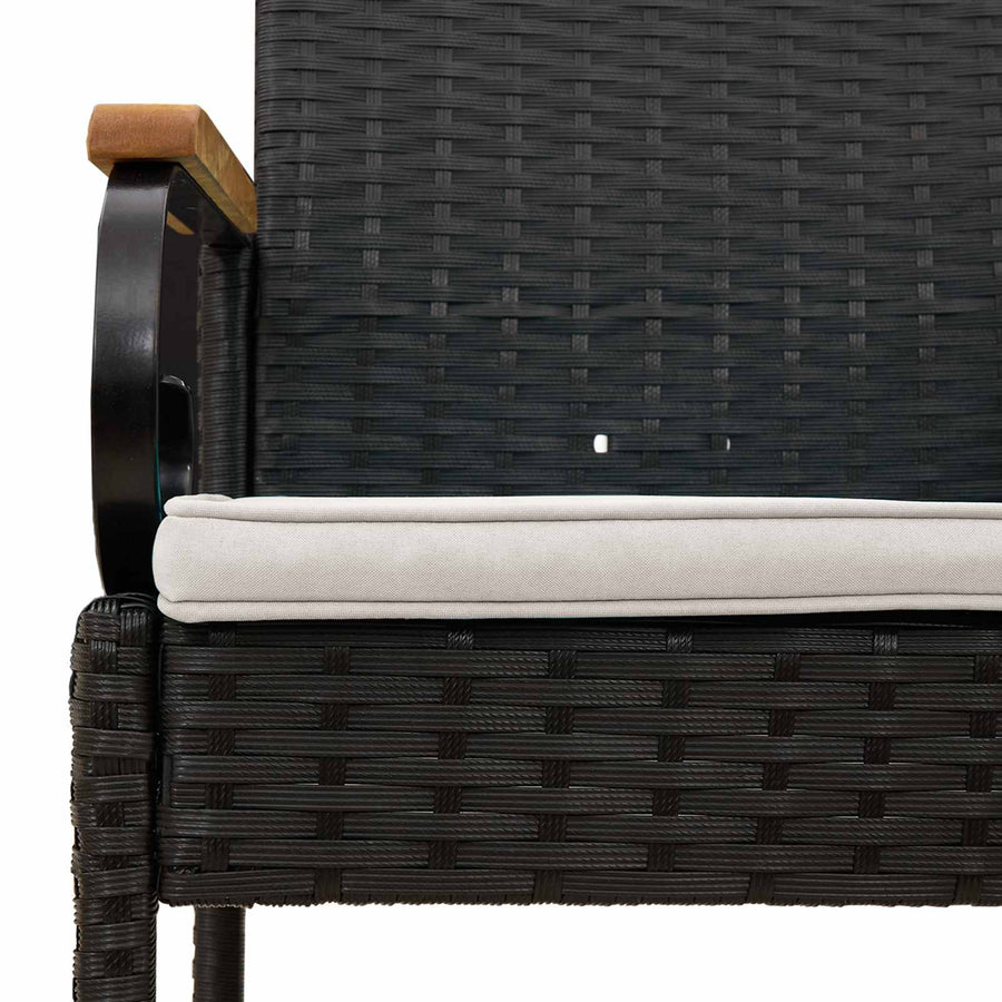 Tuinstoelen 4 pcs Zwart en Cream Wit Poly rattan en acacia