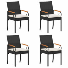 Tuinstoelen 4 pcs Zwart en Cream Wit Poly rattan en acacia