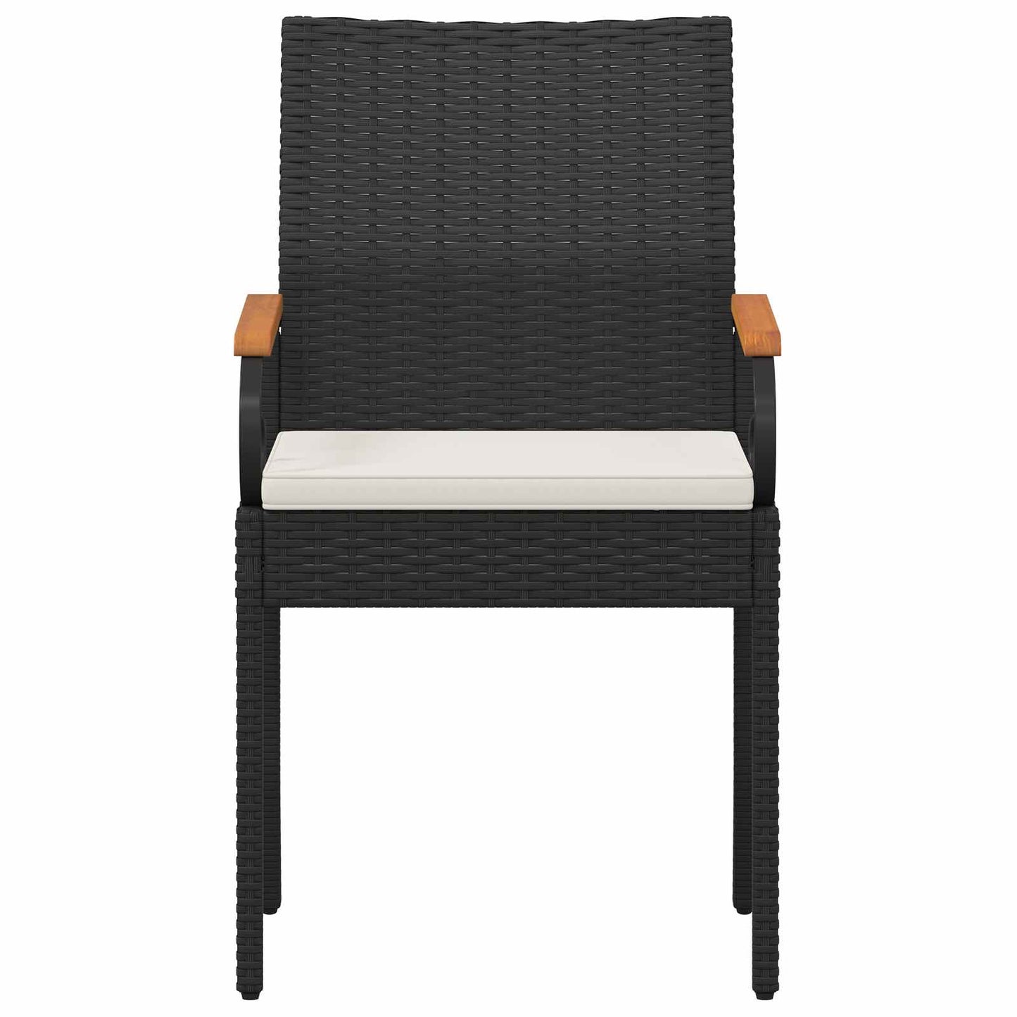 Tuinstoelen 4 pcs Zwart en Cream Wit Poly rattan en acacia