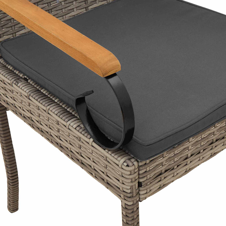 Tuinstoelen 4 pcs Grijs en Donkergrijs Poly rattan en acacia