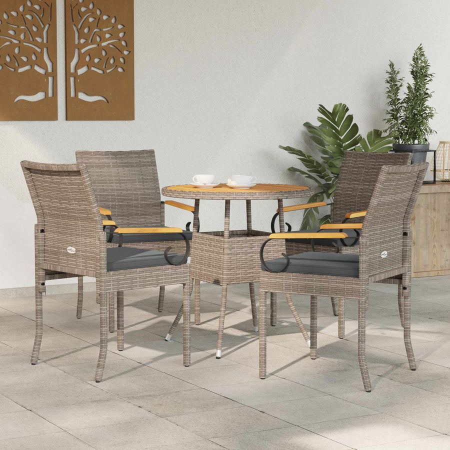 Tuinstoelen 4 pcs Grijs en Donkergrijs Poly rattan en acacia