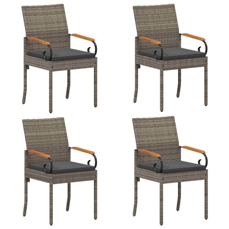 Tuinstoelen 4 pcs Grijs en Donkergrijs Poly rattan en acacia