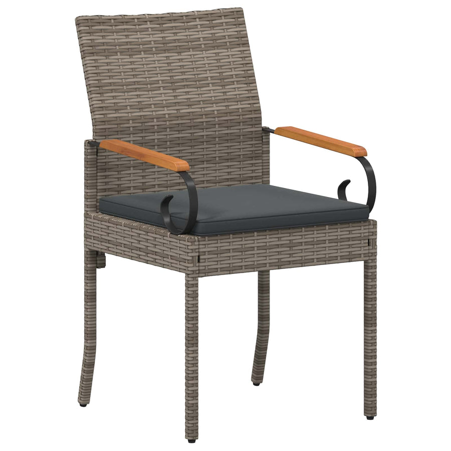 Tuinstoelen 4 pcs Grijs en Donkergrijs Poly rattan en acacia