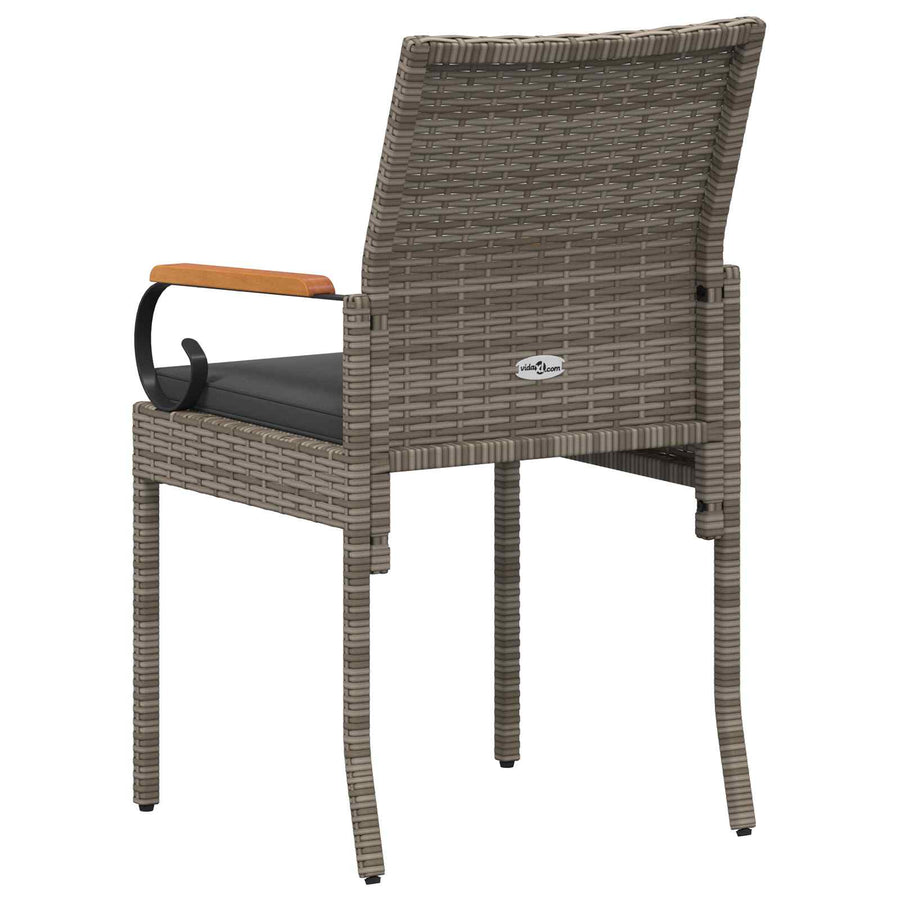 Tuinstoelen 4 pcs Grijs en Donkergrijs Poly rattan en acacia