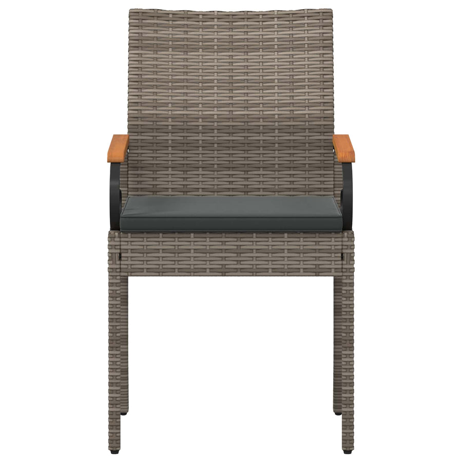 Tuinstoelen 4 pcs Grijs en Donkergrijs Poly rattan en acacia