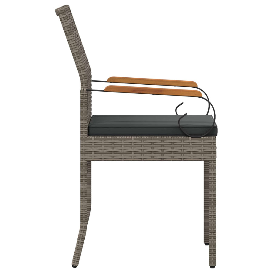 Tuinstoelen 4 pcs Grijs en Donkergrijs Poly rattan en acacia