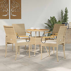 Garden Chairs 4 pcs Beige and Cream White Poly Rattan and Acacia