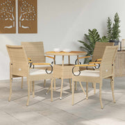 Tuinstoelen 4 stuks poly rattan acacia beige crème