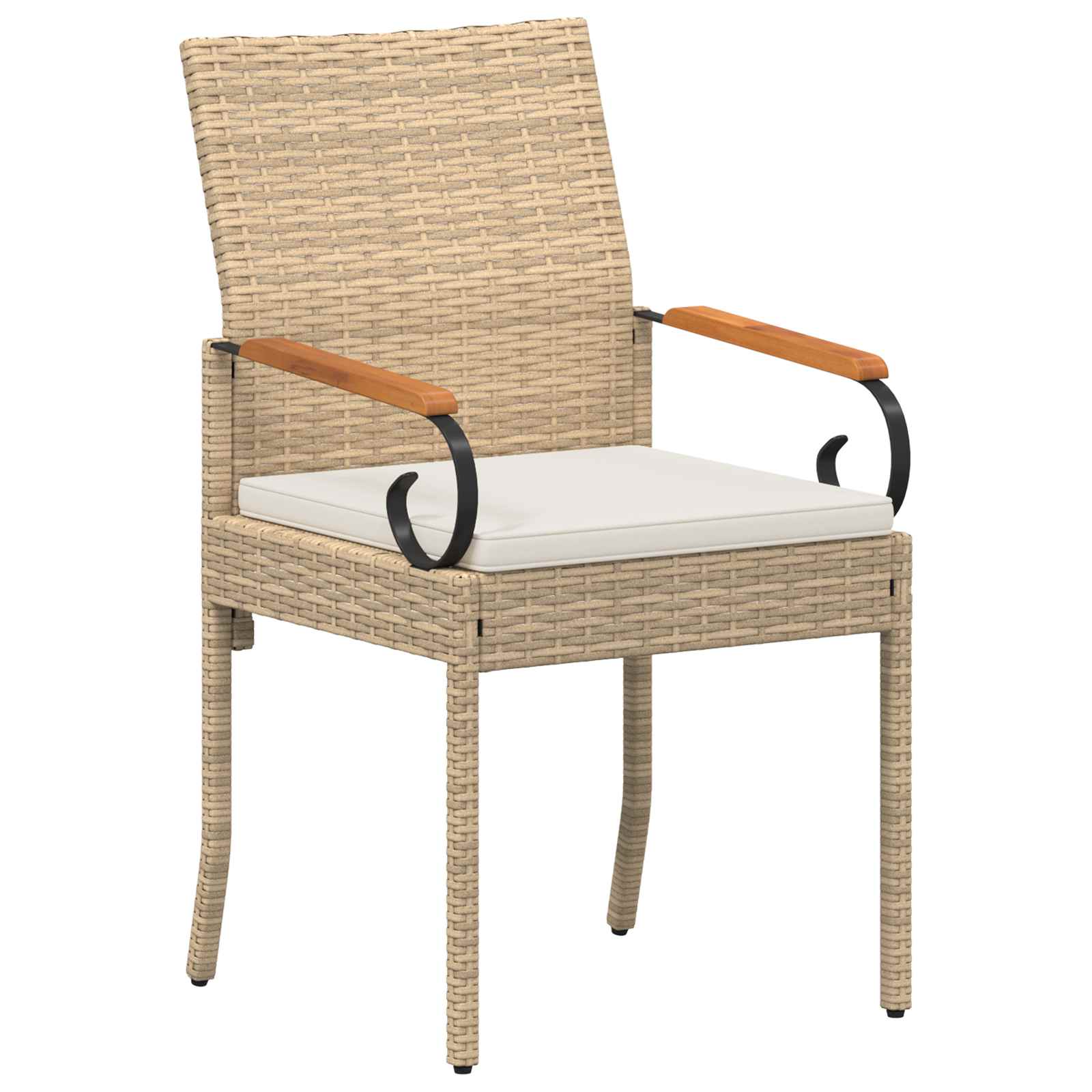 Tuinstoelen 4 pcs Beige en Crème Wit Poly rattan en acacia