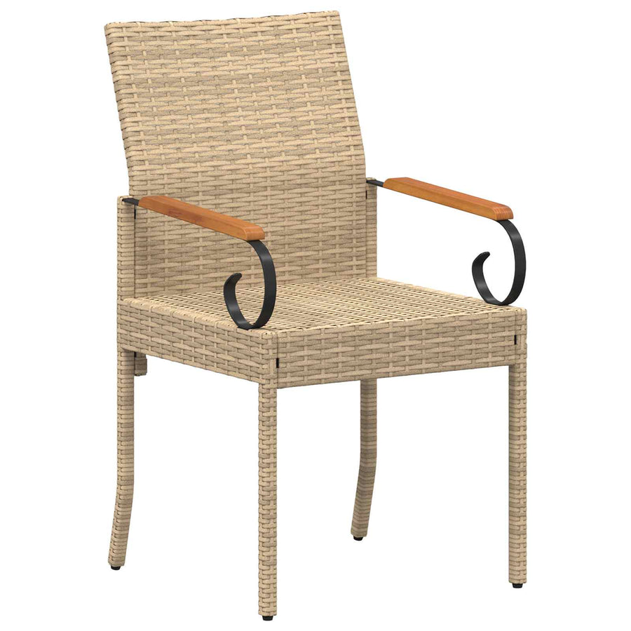 Tuinstoelen 4 pcs Beige en Crème Wit Poly rattan en acacia